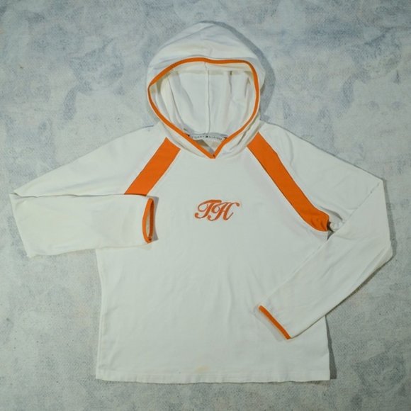 Tommy Hilfiger Tops - Tommy Hilfiger White Orange Hoodie L/S Sweatshirt